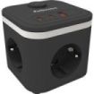 Fellowes Cubo Multienchufes de Sobremesa con 3 Tomas 230V + 2x USB-C 20W max. - 1x USB-A 18W max. - Cable de 2m - Interruptor On/Off - Color Negro