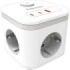 Fellowes Cubo Multienchufes de Sobremesa con 3 Tomas 230V + 2x USB-C 20W max. - 1x USB-A 18W max. - Cable de 2m - Interruptor On/Off - Color Blanco