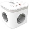 Fellowes Cubo Multienchufes de Sobremesa con 3 Tomas 230V + 2x USB-C 20W max. - 1x USB-A 18W max. - Cable de 2m - Interruptor On/Off - Color Blanco