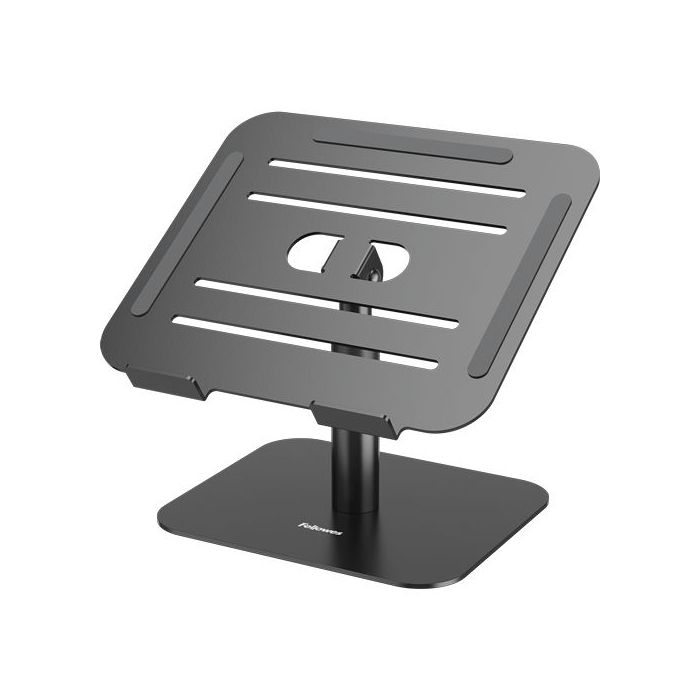 Fellowes Alumia Elevador para Portatil de Sobremesa hasta 15" - Ajustes de Altura entre15 y 30cm - Plataforma con Inclinacion Ajustable - Fabricado en Aluminio - Color Negro