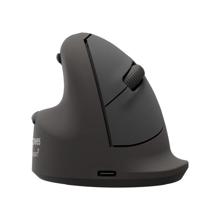 Fellowes Breyta Plus Raton Inalambrico Ergonomico Vertical 2400ppp - Tamaño Mediano - Bluetooth®, Dongle USB y Conexion por Cable - Certificado por FIRA - Uso Zurdo - Color Negro