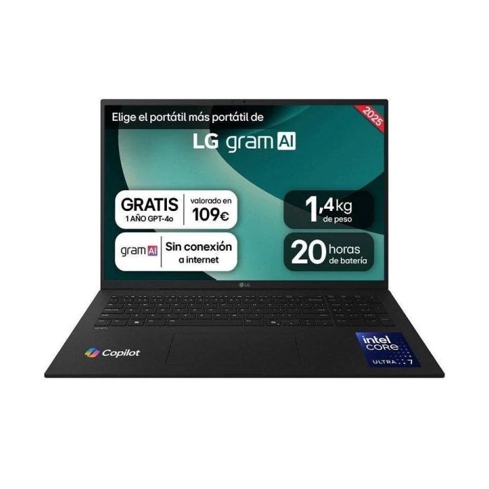 LG Gram 17ZD90T-G.AX88B Portatil 17" Intel Core Ultra 7 255H - 32GB - 1TB SSD - Color Negro - Teclado QWERTY (ES)