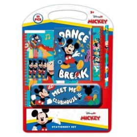 Safta Mickey Mouse Good Day Pack Escolar con Plumier Metalico - Lapiz - 4 Rotuladores - Regla 15cm - Sacapuntas - Goma - Libreta A4 - Bloc de Notas A6 - 270x30x375mm - Multicolor