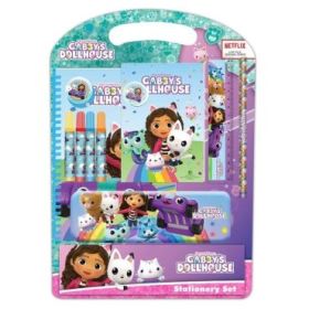 Safta Gabby's Dollhouse Confetti Pack Escolar con Plumier Metalico - Lapiz - 4 Rotuladores - Regla 15cm - Sacapuntas - Goma - Libreta A4 - Bloc de Notas A6 - 270x30x375mm - Color Rosa