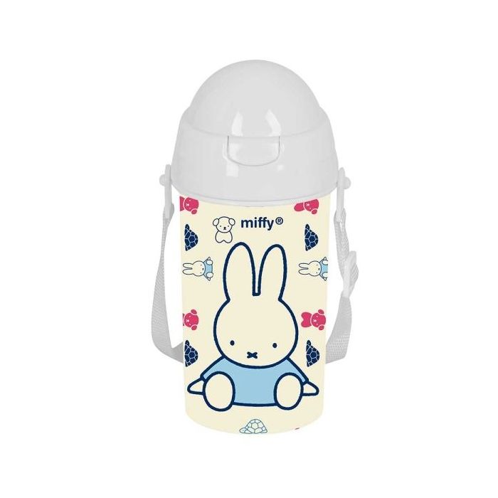 Safta Miffy Buddy Botella de 500ml - PVC sin BPA - Pajita Interior - 73x73x195mm - Color Beige
