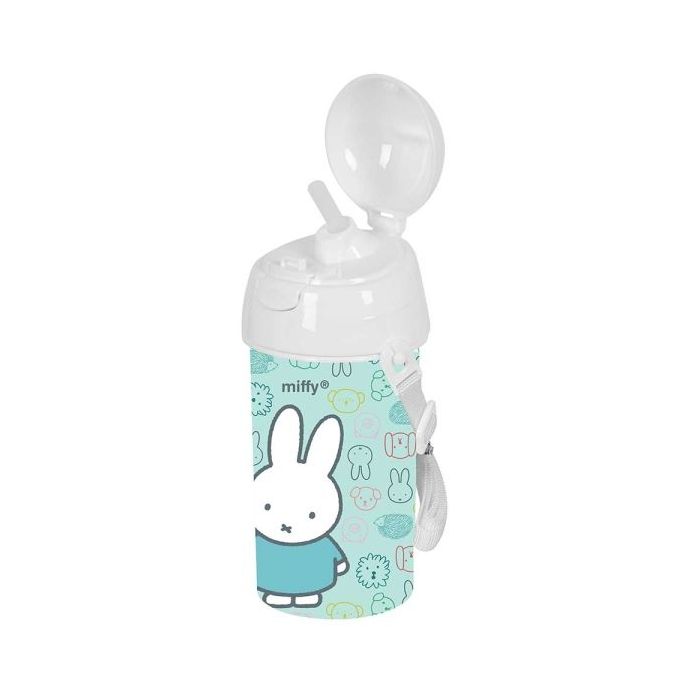 Safta Miffy Friends Botella de 500ml - PVC sin BPA - Pajita Interior - 73x73x195mm - Color Azul Claro