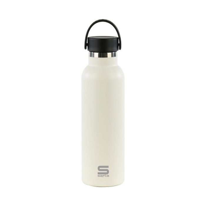 Safta Botella Termo de 600ml - Acero Inoxidable - Asa Superior - Color Blanco