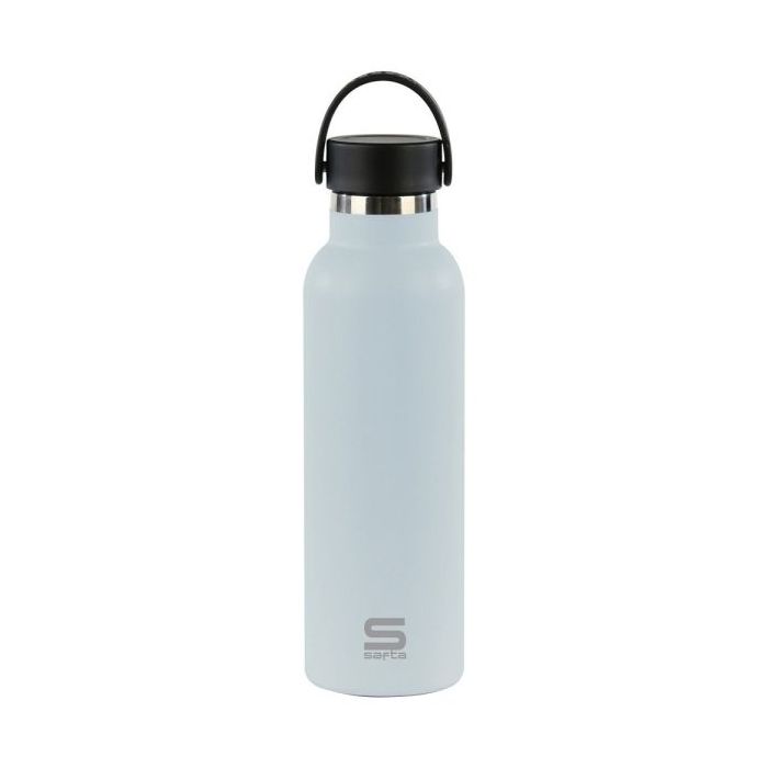 Safta Botella Termo de 600ml - Acero Inoxidable - Base de Silicona Antideslizante - Asa Superior - Color Azul Claro