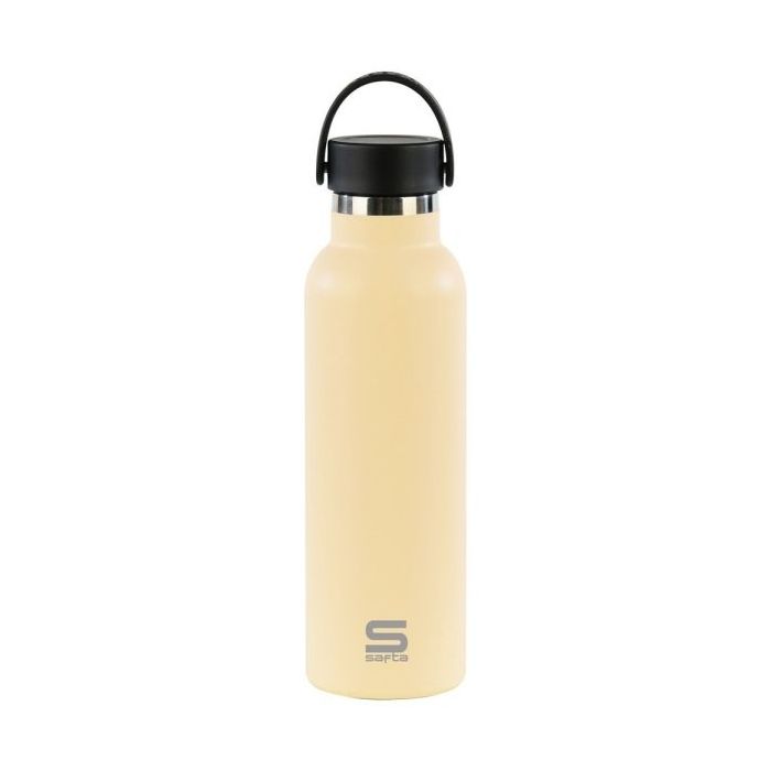 Safta Botella Termo de 600ml - Acero Inoxidable - Asa Superior - Color Arena