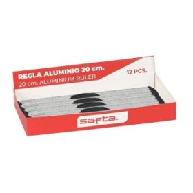 Safta Expositor con 12 Reglas de 20cm - Aluminio - 230x120x30mm - Colores Surtidos