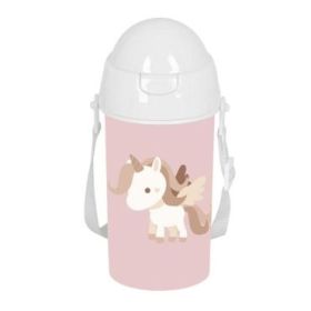 Safta Unicornio Botella de 500ml - PVC sin BPA - Pajita Interior - 73x73x195mm - Color Rosa