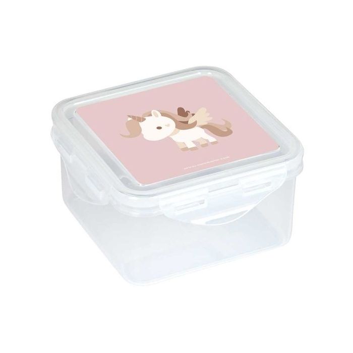 Safta Unicornio Fiambrera de 1.27L - PVC sin BPA - Cierre Hermetico a Presion - 130x130x75mm - Color Transparente