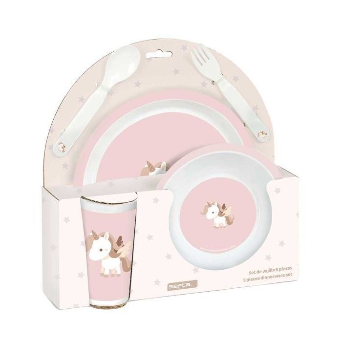 Safta Unicornio Set de Menaje Infantil - PVC sin BPA - 260x90x260mm - Color Rosa