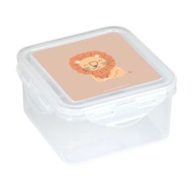 Safta Leon Fiambrera de 1.27L - PVC sin BPA - Cierre Hermetico a Presion - 130x130x75mm - Color Transparente