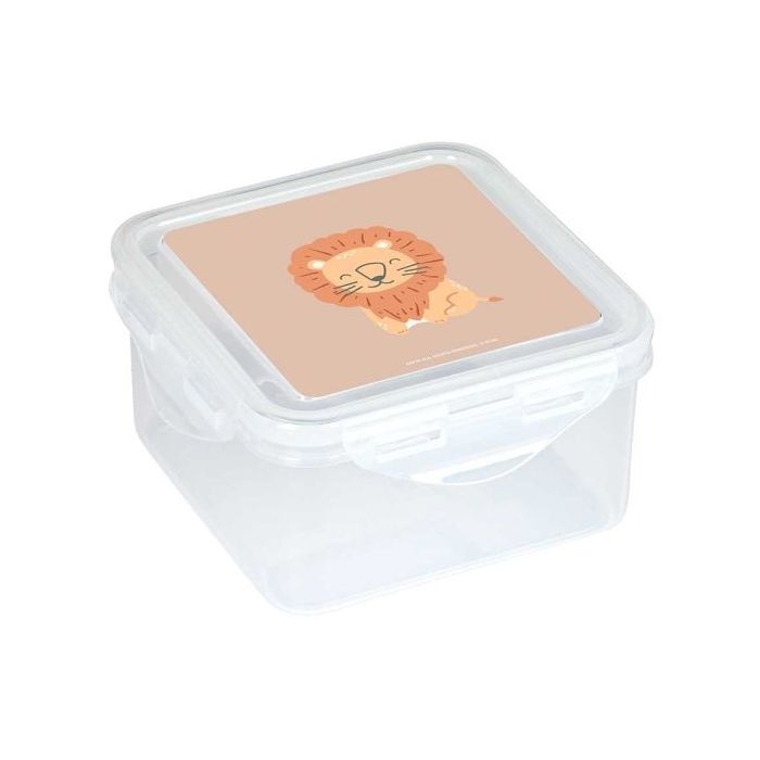 Safta Leon Fiambrera de 1.27L - PVC sin BPA - Cierre Hermetico a Presion - 130x130x75mm - Color Transparente