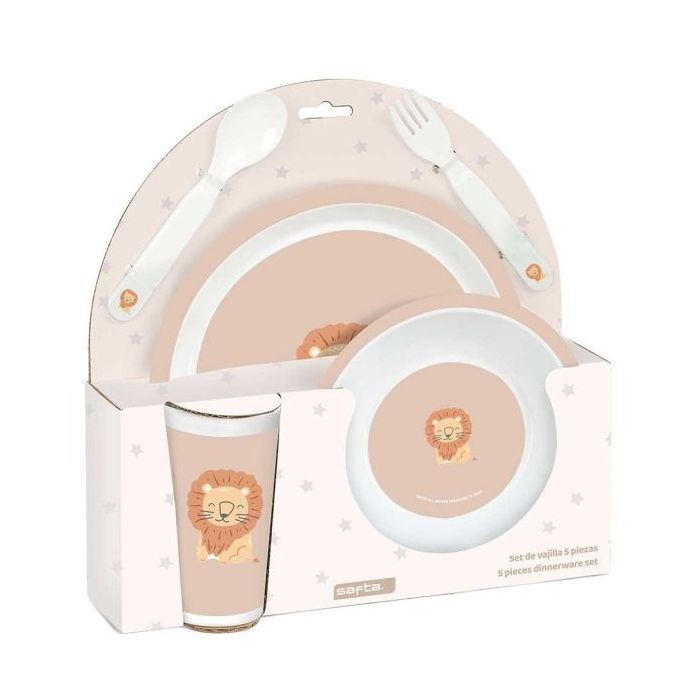 Safta Leon Set de Menaje Infantil - PVC sin BPA - 260x90x260mm - Color Beige