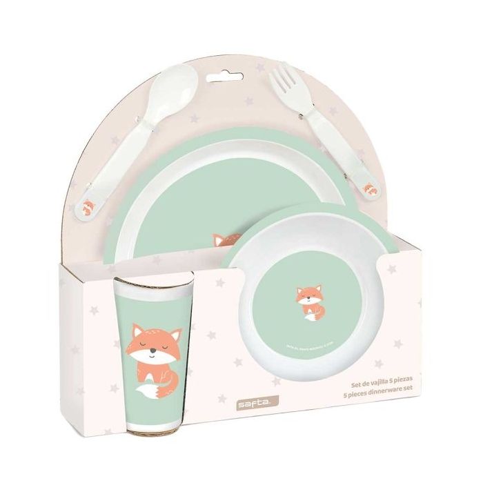 Safta Zorrito Set de Menaje Infantil - PVC sin BPA - 260x90x260mm - Color Menta