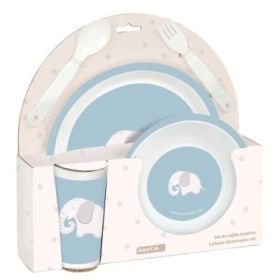 Safta Elefante Set de Menaje Infantil - PVC sin BPA - 260x90x260mm - Color Azul