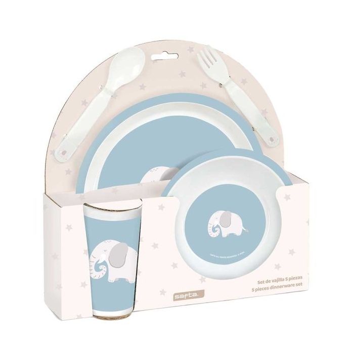 Safta Elefante Set de Menaje Infantil - PVC sin BPA - 260x90x260mm - Color Azul