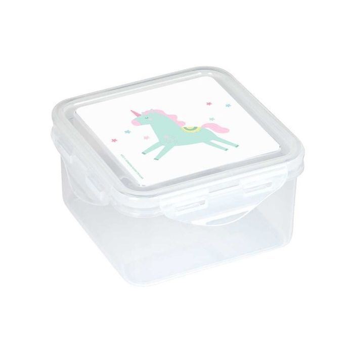Safta Unicornio Fiambrera de 1.27L - PVC sin BPA - Cierre Hermetico a Presion - 130x130x75mm - Color Transparente