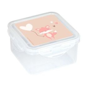 Safta Flores Fiambrera de 1.27L - PVC sin BPA - Cierre Hermetico a Presion - 130x130x75mm - Color Transparente