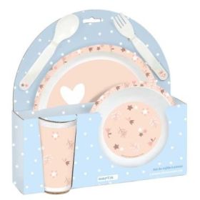 Safta Flores Set de Menaje Infantil - PVC sin BPA - 260x90x260mm - Color Rosa Pastel
