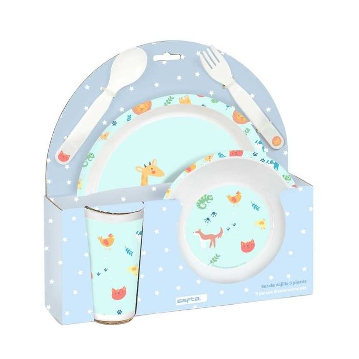 Safta Pandi Set de Menaje Infantil - PVC sin BPA - 260x90x260mm - Color Azul Claro
