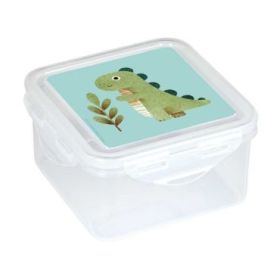 Safta Dinos Fiambrera de 1.27L - PVC sin BPA - Cierre Hermetico a Presion - 130x130x75mm - Color Transparente