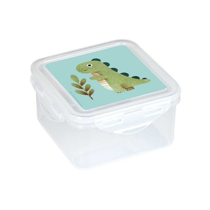 Safta Dinos Fiambrera de 1.27L - PVC sin BPA - Cierre Hermetico a Presion - 130x130x75mm - Color Transparente