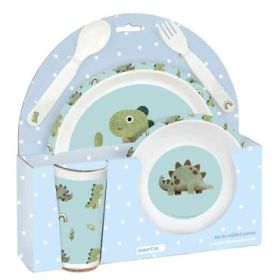 Safta Dinos Set de Menaje Infantil - PVC sin BPA - 260x90x260mm - Color Azul Claro