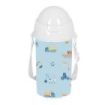 Safta Gruas Botella de 500ml - PVC sin BPA - Pajita Interior - 73x73x195mm - Color Azul Claro