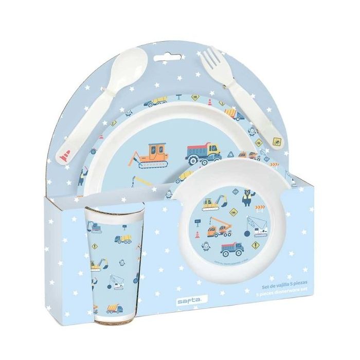 Safta Gruas Set de Menaje Infantil - PVC sin BPA - 260x90x260mm - Color Azul Claro