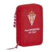 Safta Real Sporting de Gijon Corporativa Plumier de 2 Pisos - 28 Piezas - 1L - Goma - Lapiz - Boligrafo - Sacapuntas - 10 Colores - 14 Rotuladores - 125x40x195mm - Color Rojo