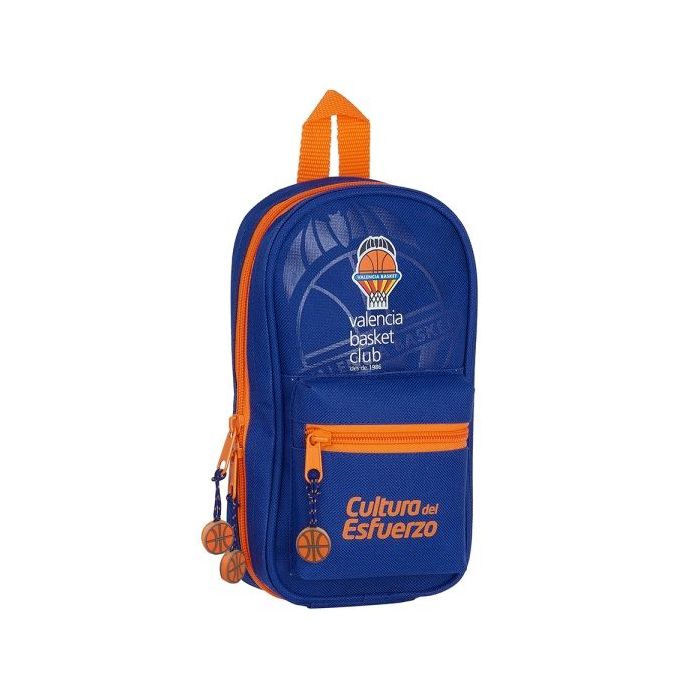 Safta Valencia Basket Plumier Mochila - 33 Piezas - Goma - Lapiz - Tijeras - Sacapuntas - Boligrafos - Fluorescentes - Regla - 12 Rotuladores - 12 Colores - 120x50x230mm - Color Azul Oscuro