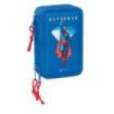 Safta Superman Plumier de 3 Pisos - 37 Piezas - 1.3L - Goma - Lapiz - Boligrafos - Sacapuntas - Reglas - 16 Colores - 14 Rotuladores - 125x55x195mm - Color Azul Oscuro