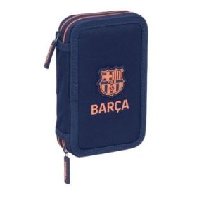 Safta F.C.Barcelona 2ª Equipacion Plumier de 2 Pisos - 29 Piezas - 1L - Goma - Lapiz - Boligrafos - Sacapuntas - 10 Colores - 14 Rotuladores - 125x40x195mm - Color Azul Marino