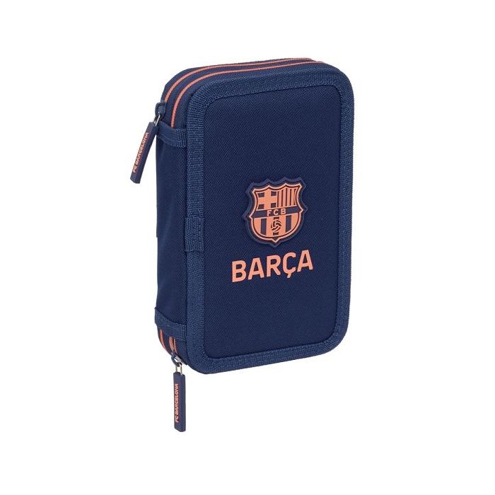 Safta F.C.Barcelona 2ª Equipacion Plumier de 2 Pisos - 29 Piezas - 1L - Goma - Lapiz - Boligrafos - Sacapuntas - 10 Colores - 14 Rotuladores - 125x40x195mm - Color Azul Marino
