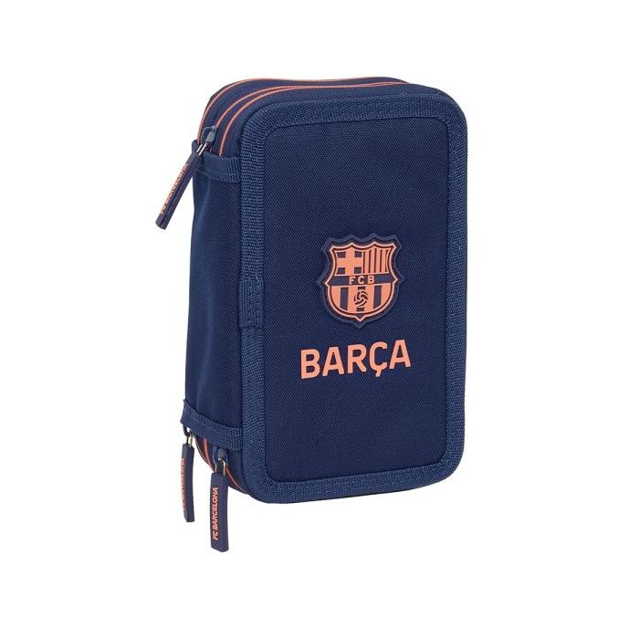 Safta F.C.Barcelona 2ª Equipacion Plumier de 3 Pisos - 37 Piezas - 1.3L - Goma - Lapiz - Boligrafos - Sacapuntas - Reglas - 16 Colores - 14 Rotuladores - 125x55x195mm - Color Azul Marino