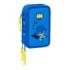 Safta Batman Preescolar Plumier de 3 Pisos - 37 Piezas - 1.3L - Goma - Lapiz - Boligrafos - Sacapuntas - Reglas - 16 Colores - 14 Rotuladores - 125x55x195mm - Color Azul