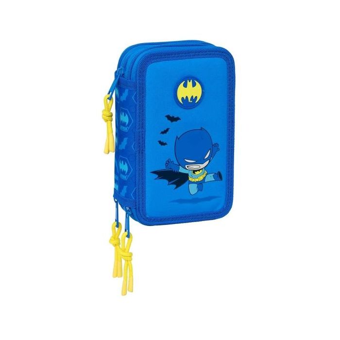 Safta Batman Preescolar Plumier de 3 Pisos - 37 Piezas - 1.3L - Goma - Lapiz - Boligrafos - Sacapuntas - Reglas - 16 Colores - 14 Rotuladores - 125x55x195mm - Color Azul