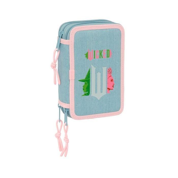 Safta Wicked Plumier de 3 Pisos - 37 Piezas - 1.3L - Goma - Lapiz - Boligrafos - Sacapuntas - Reglas - 16 Colores - 14 Rotuladores - 125x55x195mm - Color Turquesa