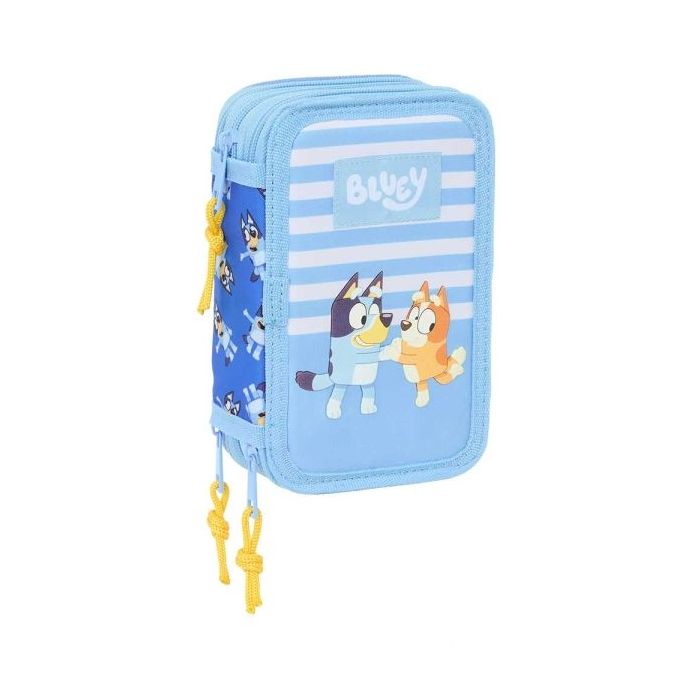 Safta Bluey Let'S Play Plumier de 3 Pisos - 37 Piezas - 1.3L - Goma - Lapiz - Boligrafos - Sacapuntas - Reglas - 16 Colores - 14 Rotuladores - 125x55x195mm - Color Azul