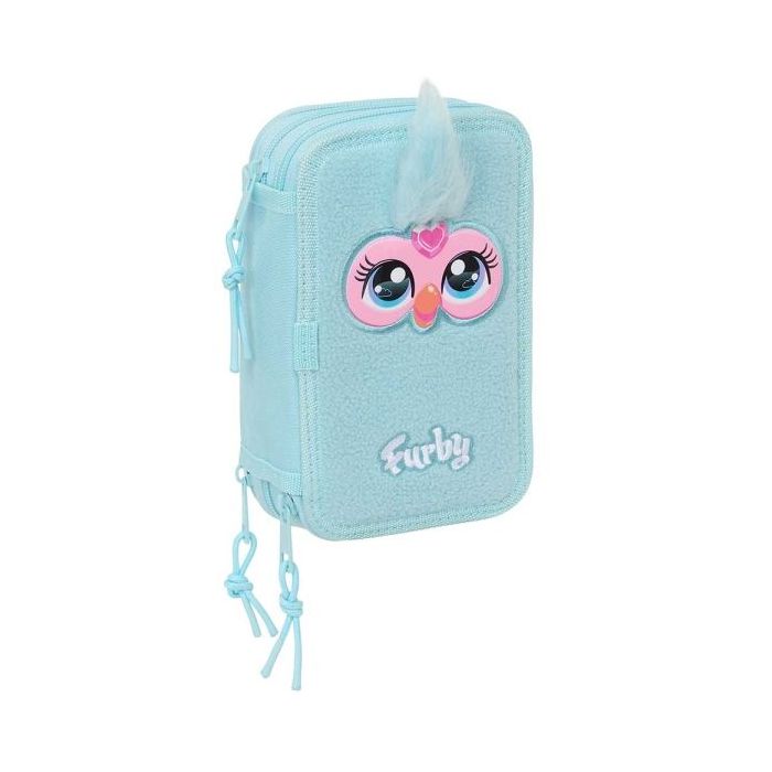 Safta Furby Plumier de 3 Pisos - 37 Piezas - 1.3L - Goma - Lapiz - Boligrafos - Sacapuntas - Reglas - 16 Colores - 14 Rotuladores - 125x55x195mm - Color Azul Claro