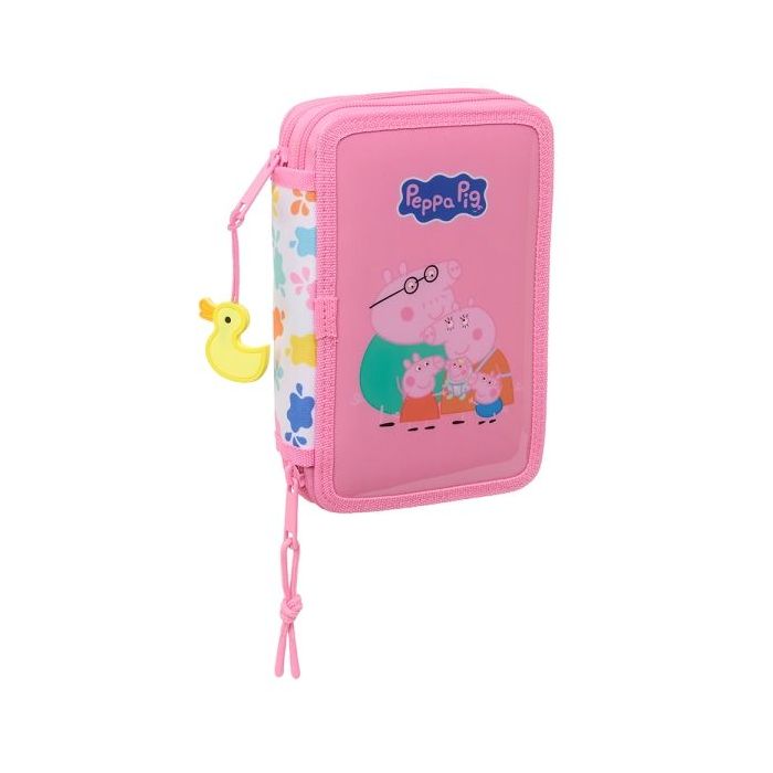 Safta Peppa Pig Baby Pig Plumier de 2 Pisos - 29 Piezas - 1L - Goma - Lapiz - Boligrafos - Sacapuntas - 10 Colores - 14 Rotuladores - 125x40x195mm - Color Rosa