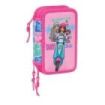 Safta Barbie Plumier de 3 Pisos - 37 Piezas - 1.3L - Goma - Lapiz - Boligrafos - Sacapuntas - Reglas - 16 Colores - 14 Rotuladores - 125x55x195mm - Color Rosa