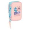 Safta Stitch Ohana Plumier de 3 Pisos - 37 Piezas - 1.3L - Goma - Lapiz - Boligrafos - Sacapuntas - Reglas - 16 Colores - 14 Rotuladores - 125x55x195mm - Color Rosa Pastel