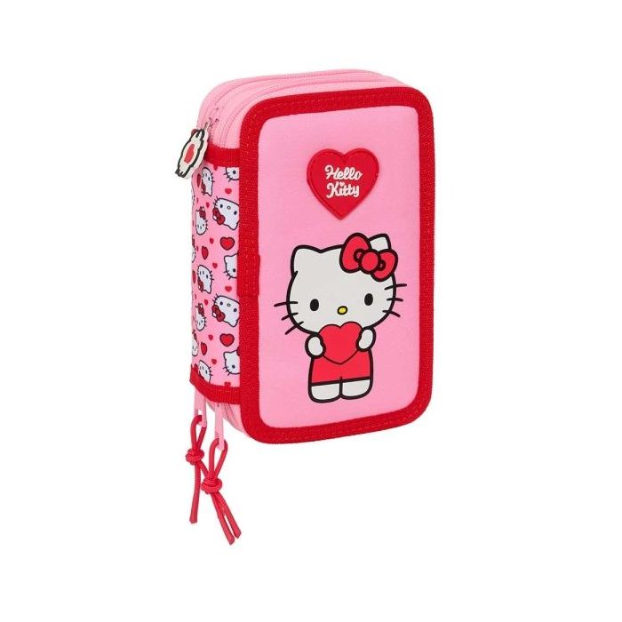 Safta Hello Kitty Plumier de 3 Pisos - 37 Piezas - 1.3L - Goma - Lapiz - Boligrafos - Sacapuntas - Reglas - 16 Colores - 14 Rotuladores - Material Duradero y Compacto - 125x55x195mm - Color Rosa