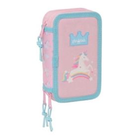 Safta Glowlab Kids Plumier de 3 Pisos - 37 Piezas - 1.3L - Goma - Lapiz - Boligrafos - Sacapuntas - Reglas - 16 Colores - 14 Rotuladores - 125x55x195mm - Color Rosa
