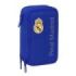Safta Real Madrid Plumier de 3 Pisos - 37 Piezas - 1.3L - Goma - Lapiz - Boligrafos - Sacapuntas - Reglas - 16 Colores - 14 Rotuladores - 125x55x195mm - Color Azul