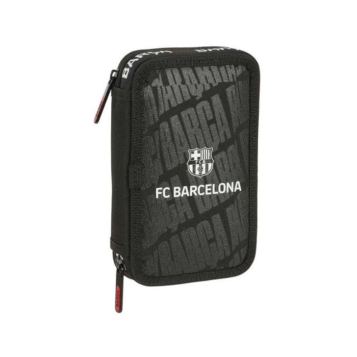 Safta F.C.Barcelona Plumier de 2 Pisos - 29 Piezas - 1L - Goma - Lapiz - Boligrafos - Sacapuntas - 10 Colores - 14 Rotuladores - 125x40x195mm - Color Negro